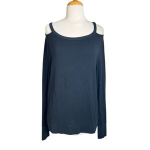 Athleta Dark Blue Cold-Shoulder Top